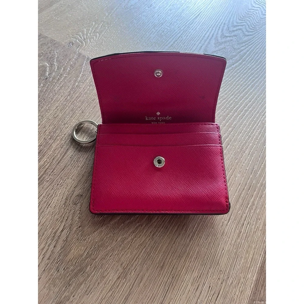 Kate Spade Red Saffiano Compact Wallet Card Holder